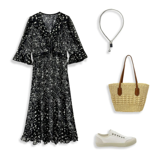 TISUO/ French resort style waisted floral dress TS843938